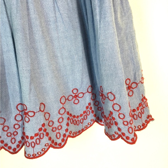 Vineyard Vines Chambray Embroidered scalloped Hem Flouncy Skirt - Picture 3 of 6